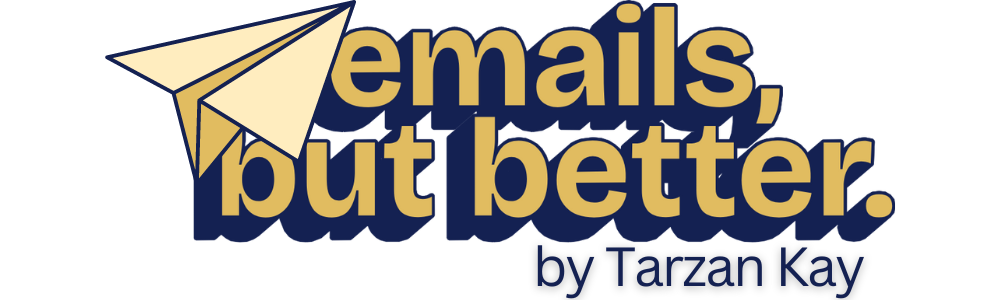 logo for emails, but better, in 1950's style font with paper airplane